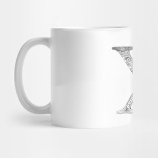 Henna Alphabet X / Henna Letter X - Black Henna Line Art Mug